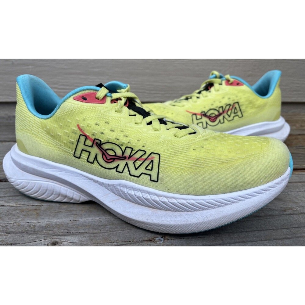 Hoka One One Mach 6 Women's size 8.5B Running Shoes Yuzu/Cielo Blue